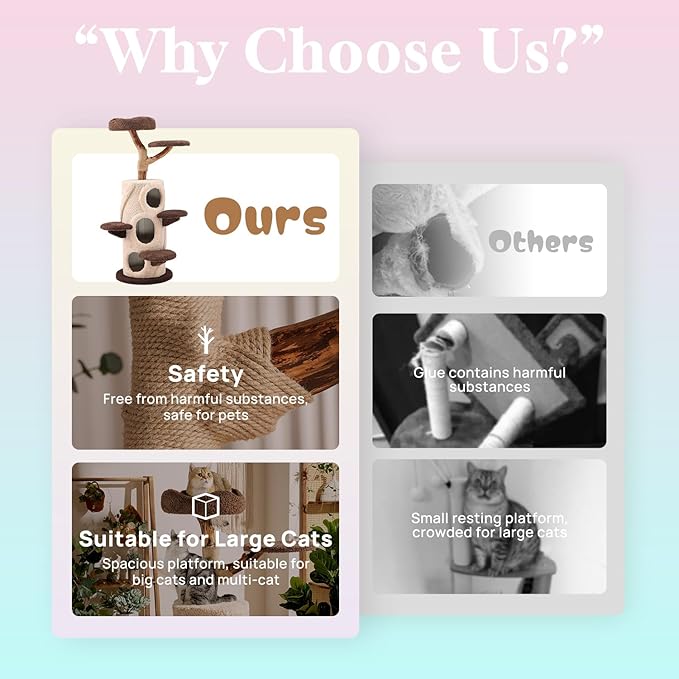 54.7'' Tall Modern Wood Cat Tree with 3 Level House, Luxury Cat Tower for Home Decoration, Large Cat Condo for Multi-Cat Families-PurrikoPets