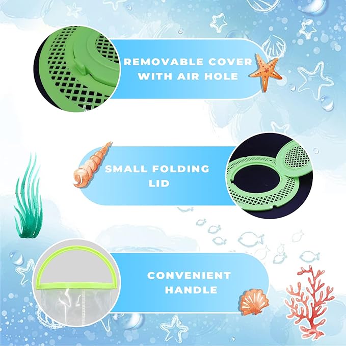 Foldable Small Aquarium, Portable Fish Tank, Fish Transport Container, Plasitc Fish Bowl, Beginner Tank, Great Concept for Catching and Release Critters, Beach, Pool and Lake-PurrikoPets