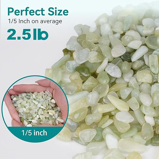 2.5 lbs Jade Pebbles for Indoor Plants, 1/5 Inch Succulent and Cactus Pebbles, Decorative Gravel for Vases, Bamboo,Terrarium, Crafts, Cactus-PurrikoPets