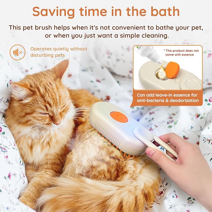 GKZ Cat Steam Brush, 3 in 1 Pet Comb for Massage, Cleaning, Shedding and Combing, Electric Mist to Prevent Flyaways for Home, Dogs and Cat Lovers - Khaki-PurrikoPets