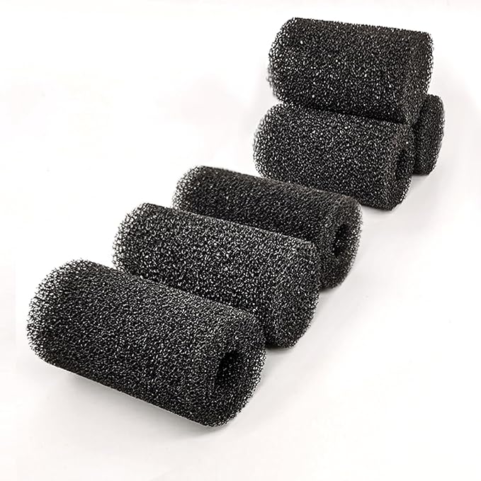 6X Pre-Filter Sponge for Aquarium Shrimp Fry Fish Tank Filter Pump Prefilter Sponge Replacement Foam Cover 3.2 X 1.6 Inch with 0.6" Hole Diameter-PurrikoPets