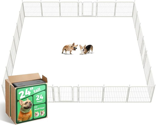 FXW Rollick Unleashed Dog Playpen for Indoor, Yard, RV Camping, 24 inch 24 Panels for Small and Puppy Dogs, White│Patented-PurrikoPets