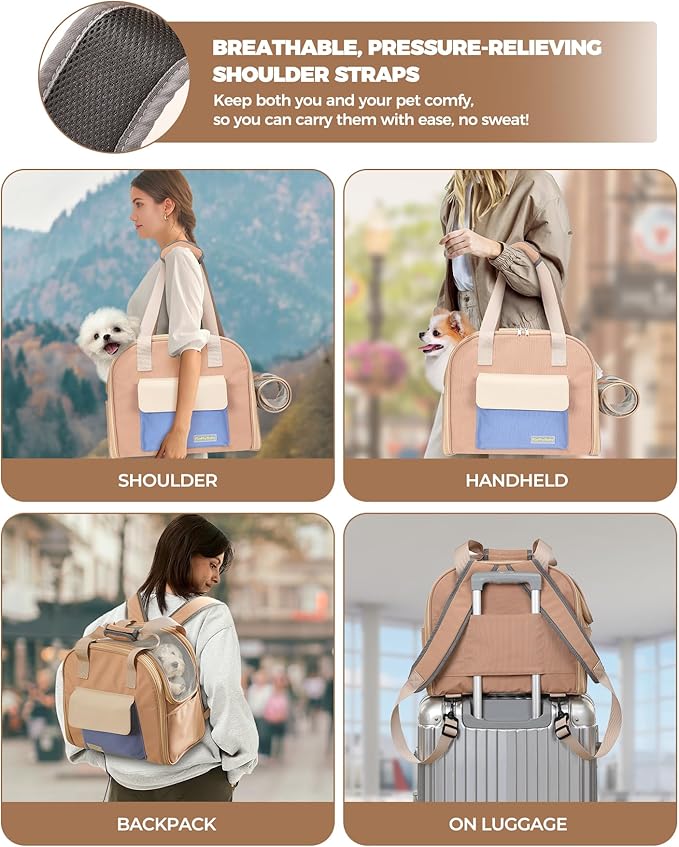 Expandable Pet Carrier Backpack, Cat Carrier Backpacks with Breathable Mesh for Cats Small Dogs Puppies Up to 25 Lbs Airline Approved Waterproof Travel Carrier with Safety Buckle for Hiking & Flights-PurrikoPets