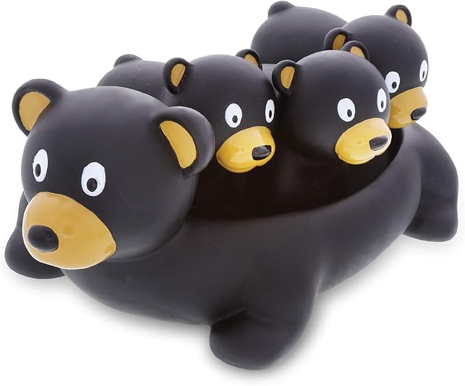 DolliBu Black Bear Animal Bath Toys - Family Animal Water Squirter for Kids, 4-Piece Kid and Baby Bathtub Toys, Fun Bath Time Children, Floating Bath Tub Decor, Rubber Animal Bath Toys, Squirt Toys-PurrikoPets