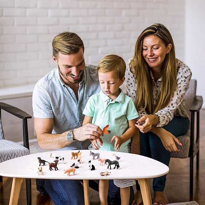 16Pcs Small Animals Figures, Realistic Farm Animals Toys for Cupcake Toppers, Learning Educational Toys, Birthday Party Favors Gift for Kids-PurrikoPets