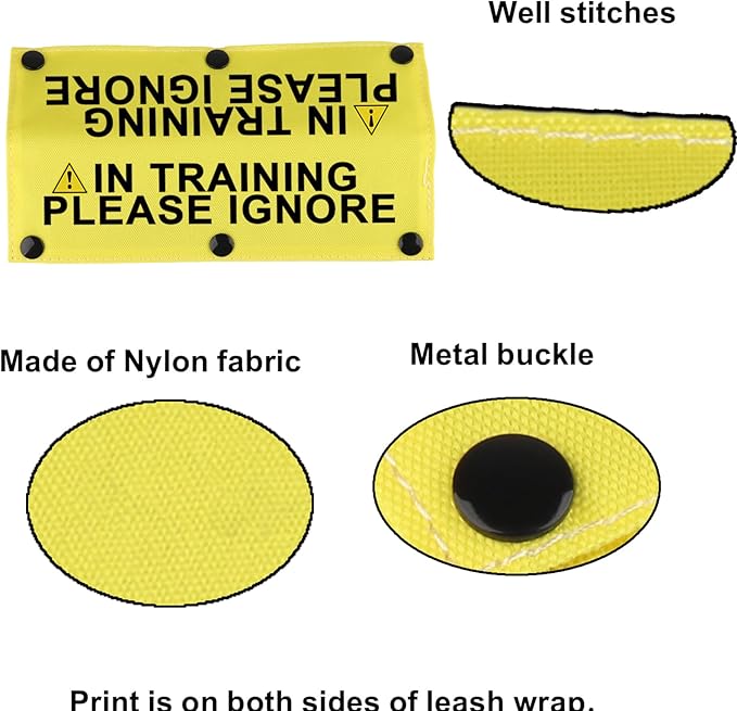 Funny Dog Leash Sleeve in Training Please Ignore Dog Leash Wrap Sleeve Alert Tag Pet Birthday Gift (Training Please Ignore-YE Sleeve)-PurrikoPets