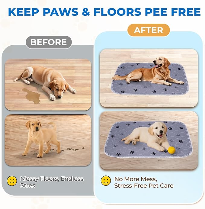 Fostanfly Reusable Puppy Pads, 2 Pack 18"x 24" Washable Pee Pads for Dogs, Absorbent and Leakproof Wee Wee Mat, Waterproof Non Slip Training Mats for Potty, Crate, Playpen, Bed, Sofa-PurrikoPets