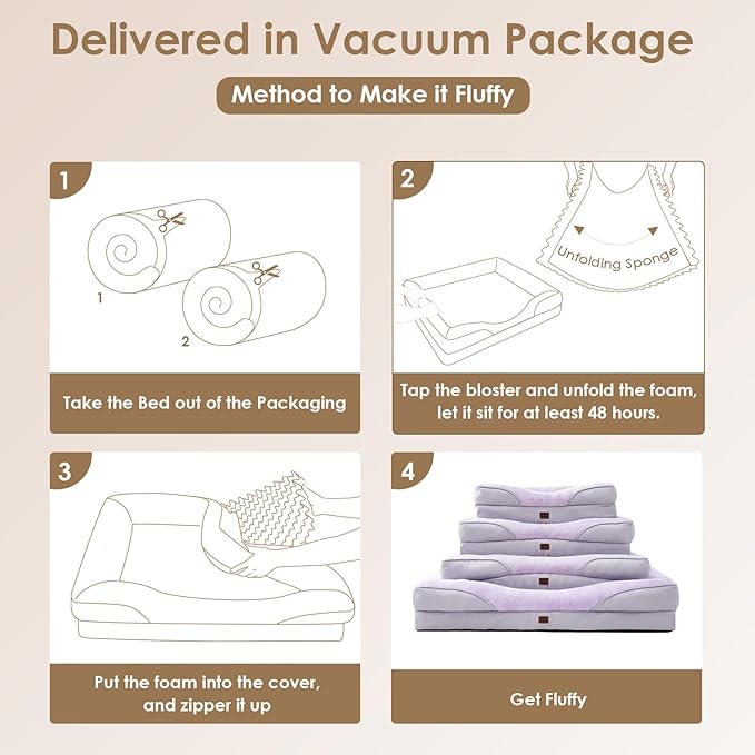 EHEYCIGA Memory Foam Dog Bed for Medium Size, Orthopedic Dog Sofa with Sides and Waterproof Liner, Washable Bolster Pet Couch with Removable Cover, 30x20x6.5 Inch, Purple-PurrikoPets