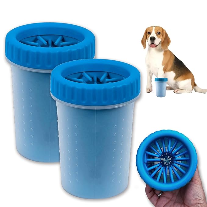 2 Pack Portable Dog Paw Cleaner, Washer, Buddy Muddy Pet Foot Cleaner for Medium Breed Dogs and Cats, Blue-PurrikoPets