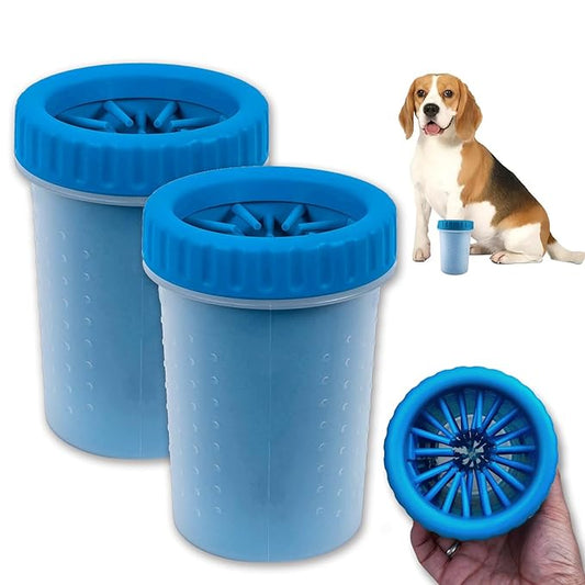 2 Pack Portable Dog Paw Cleaner, Washer, Buddy Muddy Pet Foot Cleaner for Medium Breed Dogs and Cats, Blue-PurrikoPets