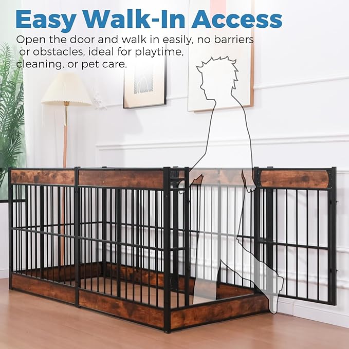 Dog Playpen, 35.4" Height Dog Pen Indoor, Heavy Duty, Safe and Sturdy, Furniture Style Puppy Pen-PurrikoPets