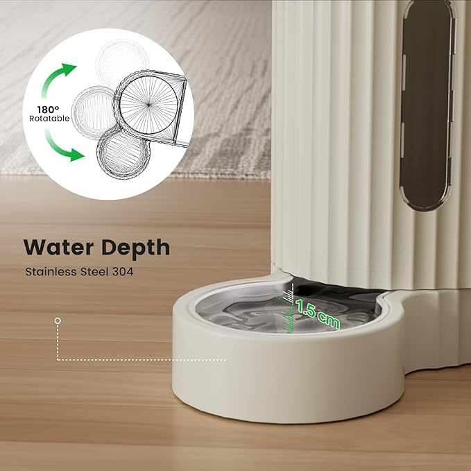 Gardner Pet Gravity Automatic 2-in-1 Pet Feeder, 0.8 Gallons*2 Cat Feeder and Water Dispenser Set, 100% BPA-Free Feeder and Stainless Steel Water Dispenser for Dogs, Cats, Rabbits, Puppies (Beige)-PurrikoPets