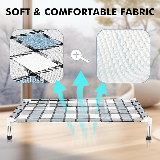 Elevated Outdoor Raised Dog Bed Outdoor Dogs Bed Lifted Pet Bed Dog Cot for Medium Pet Taste Life, Start with A Pet Bed 34'' x 20'' x 6.5''-PurrikoPets