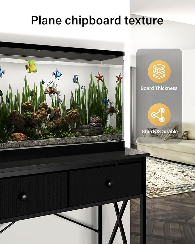 Fish Tank Stand 40 Gallon: Sturdy Aquarium Stand with Accessories Storage - Metal Fish Tank Table for 40-50 Gallon Reptile Breeder Turtle Terrarium - 35"X19.54" Weight Capacity 660 lbs-PurrikoPets