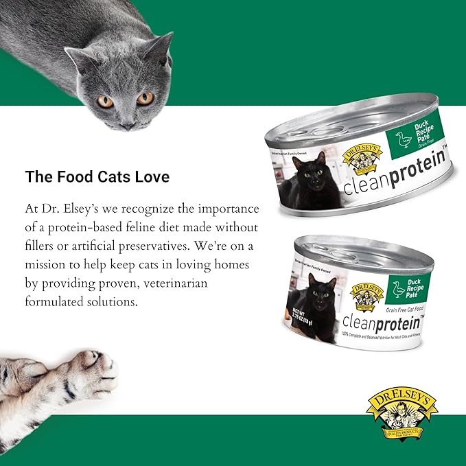 Dr. Elsey's cleanprotein Duck Recipe Wet Cat Food Case of 24, 2.75 oz Canned Food-PurrikoPets