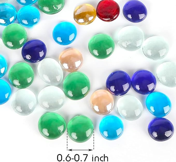 FUTUREPLUSX 1LB Multicolored Flat Glass Marbles, Mixed Mancala Stones Pebbles Flat Beads Mosaics Gemstones for Vase Filler Table Scatter Home Decor-PurrikoPets