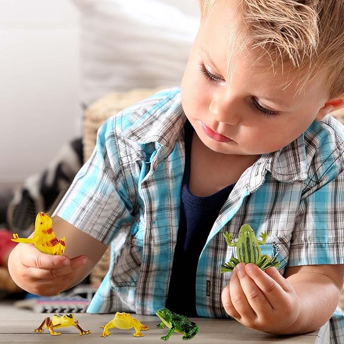 48 Pieces Plastic Frogs Toy Mini Vinyl Realistic Frog Decorations Fun Rain Forest Character Figures Lifelike Toy for Rana Crafting Party Supplies Home Decor Game-PurrikoPets