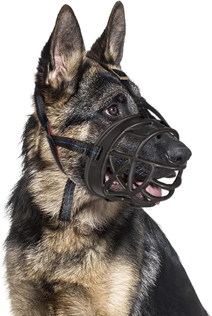 Dog Muzzle Breathable Basket Muzzles for Large and X-Large Dogs, Stop Biting, Barking and Chewing, Best for Aggressive Dogs Black Brown (Black Rubber, XL)-PurrikoPets