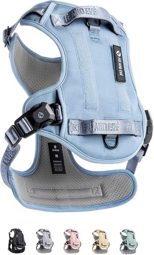 2025 New Edition, Fei & Eve MagEase Dog Harness - 3-Second Magnetic Buckles | 3-Point No-Pull Control | Heavy-Duty 900D Nylon | Dual Safety Handles | Breathable Mesh | Adjustable Fit |Small, Blue-PurrikoPets