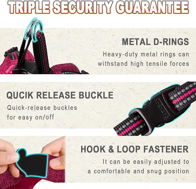 Dog Harness Step in Dog Vest Harness, Reflective Adjustable Puppy No Pull Harness Breathable Soft for Small and Medium Dogs Cats, Pink/Black, S-PurrikoPets