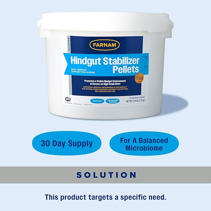 Farnam Hindgut Stabilizer Pellets, Daily Digestive & Immune Supplement for Horses Helps Maintain a Balanced Microbiome for Optimal Digestion-PurrikoPets