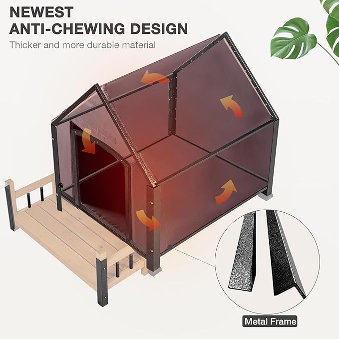 Dog House Outdoor, Weatherproof Wooden Dog Kennel Indoor for Small Medium Large Dogs, 50.87" L Insulated Large Dog Shelter for Winter-PurrikoPets