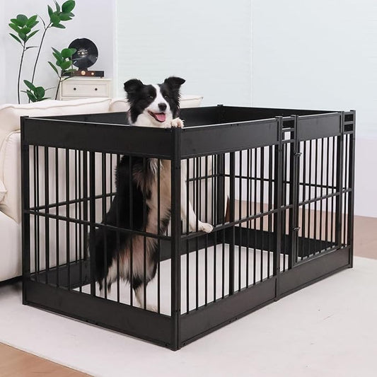 Dog Playpen, 31.5" Height Dog Pen Indoor, Heavy Duty, Safe and Sturdy, Furniture Style Puppy playpen-PurrikoPets
