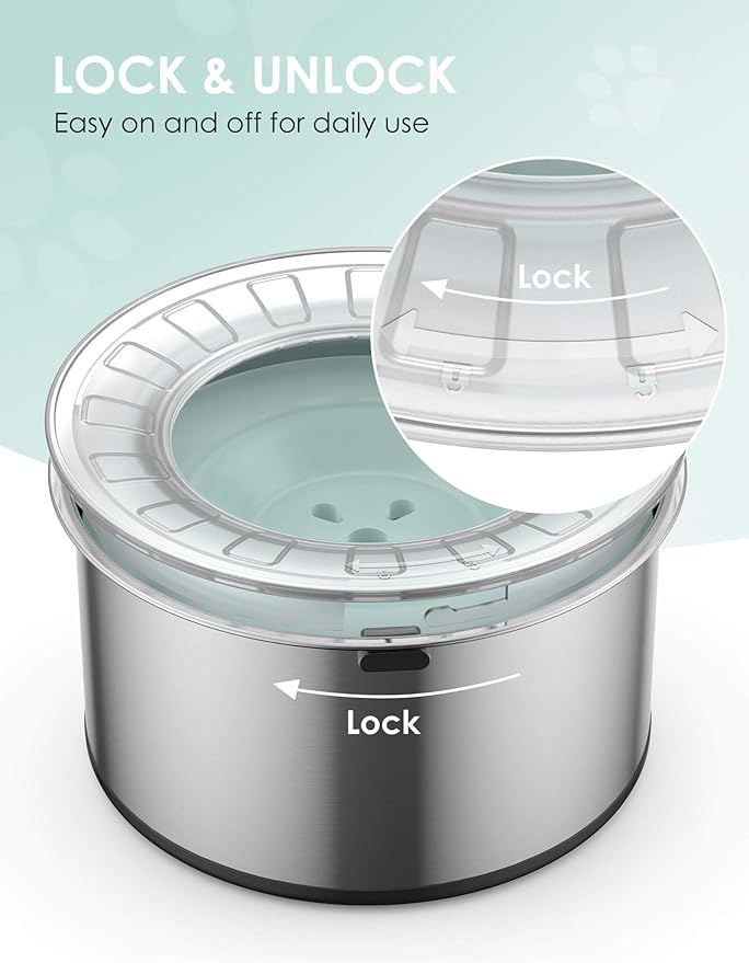 1Gallon Large Dog Water Bowl No Spill, [Anti Digging Lid & Rubber Bottom] Spill Proof Dog Bowl, Anti Splash Mess Dripless Slow Drinking Stainless Steel Water for Sloppy Messy Drinkers Car-PurrikoPets