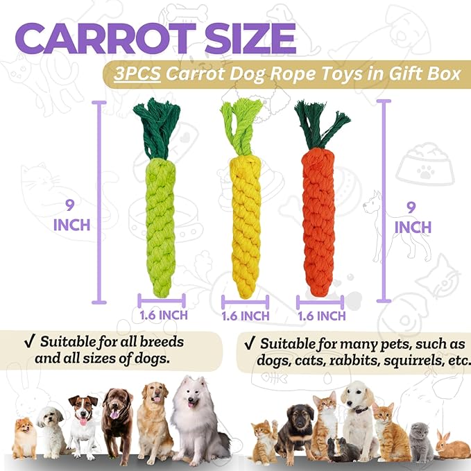 3PCS Mixed Color Woven Pet Rope Toys (Yellow, Green, Orange), Chew Toys for Dogs & Cats, Safe & Durable Braided Rope Toys for Pets-PurrikoPets