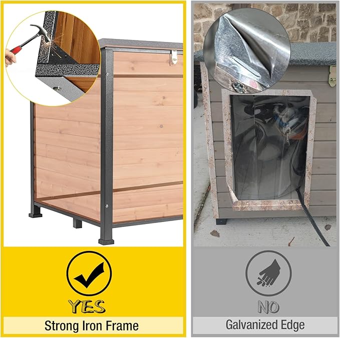 Aivituvin Extra Large Dog House Outdoor Heated Dog Kennel with Insulation Liner for Winter Strong Iron Frame Insulated Dog Cage with Heater,59"-PurrikoPets