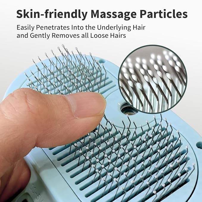 3-in-1 Self-Cleaning Pet Brush for Shedding - Removes Static and Loose Hair from Dogs and Cats (Blue)-PurrikoPets