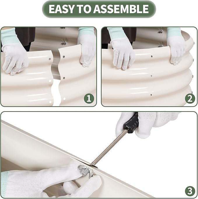 1MORE Galvanized Raised Garden Bed- Planter Garden Boxes Outdoor, Raised Beds for Gardening, 4x2x1ft Metal Garden Bed Kit for Vegetables Flower, Planter Raised Beds with Tools.White-2pack-PurrikoPets