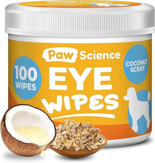 Dog Eye Wipes - Hypoallergenic Eye & Face Wipes for Dogs, Cats, and Puppy - Pet Tear Stain Remover and Cleaner - Gently Cleans and Removes Discharge, Crust, and Gunk - Coconut-PurrikoPets