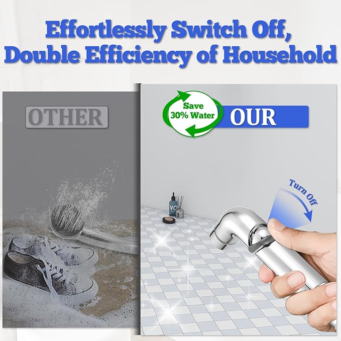 Dog Shower Attachment Metal, YDmeet Pet Washing Hose Attachment for Fast & Clean Bathing, Brass 3 Way Diverter, Adjustable Sprayer wtih Turn Off, 8 ft Hose and Holder, Chrome-PurrikoPets