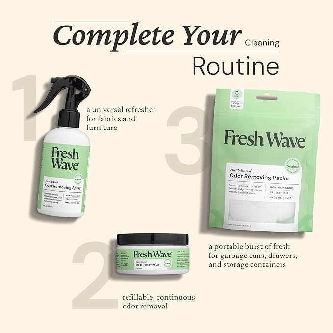 Fresh Wave Odor Removing Gel, 7 oz., Pack of 3 - Odor Absorbers for Home, Safer Odor Relief, Natural Plant-Based Odor Eliminator, Every 7 oz. lasts 15-30 Days, For Cooking, Trash & Pets-PurrikoPets