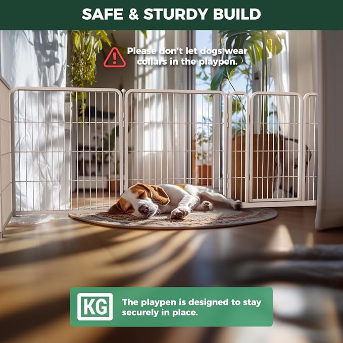 FXW Homeplus Unleashed Indoor Dog Playpen - Stress-Free and Safe Play, Heavy Duty 32 Inch 12 Wire Panels Dog Pen for Small and Medium Dogs, White│Patented-PurrikoPets