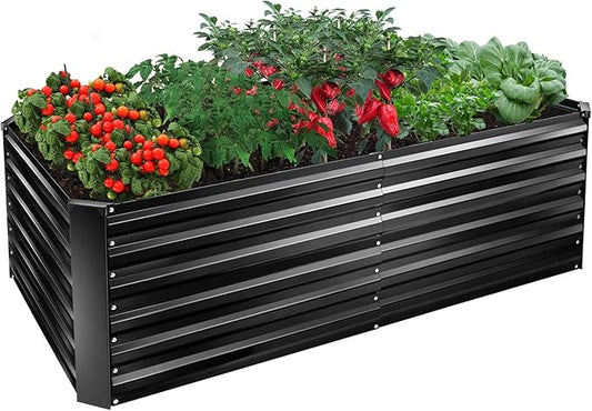 EDOSTORY Metal Raised Bed Garden Bed Kit, 6x3x2ft Tall Galvanized Planter Raised Garden Boxes Outdoor, Large Metal Raised Garden Beds for Flowers, Vegetables, Herbs-PurrikoPets