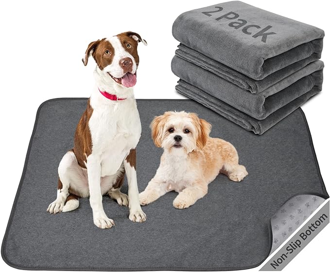 Dog Pee Pad Washable-Extra Large Instant Absorb Training Pads Non-Slip Pet Playpen Mat Waterproof Reusable Floor Mat for Puppy/Senior Dog Whelping Incontinence Housebreaking (31"x36"-(2PACK))-PurrikoPets