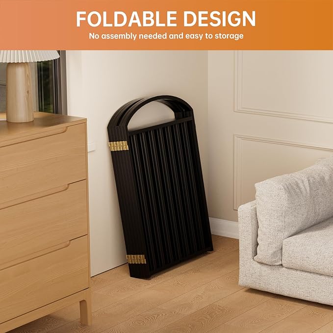 6 Panles Full Matel Freestanding Dog Gates with Door, 144"Extra Wide 32"Tall Free Standing Dog Pet Gate for Indoor & Outdoor. Foldable Pet Fences for Doorways, House, Stairs, Porch, Deck, Yard-PurrikoPets