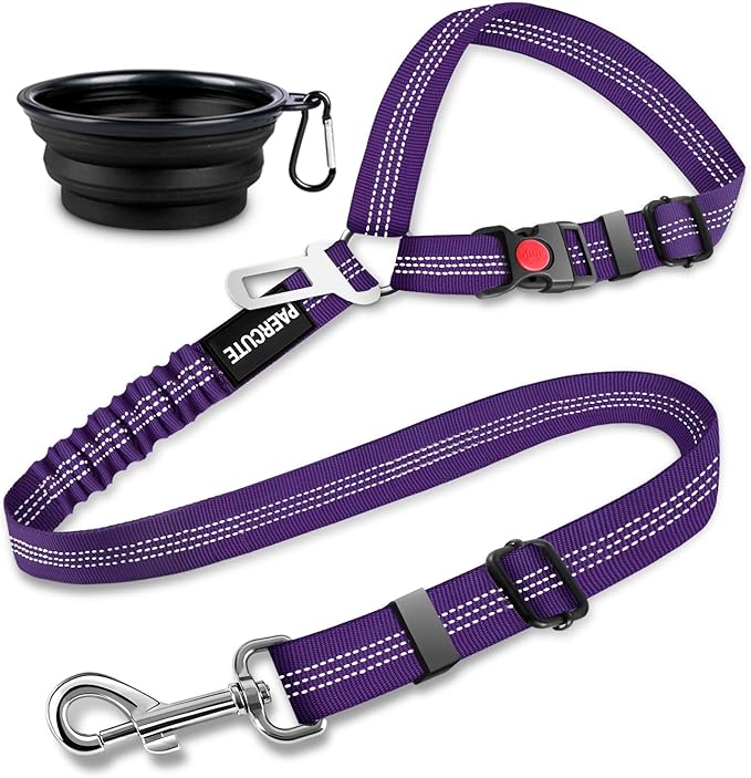 2 Piece Set Dog Seat Belt - Retractable Car Seatbelts, Adjustable Pet Restraint for Vehicle Headrest, Heavy Duty, Elastic & Durable Harness-PurrikoPets