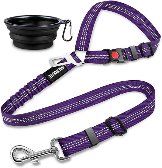 2 Piece Set Dog Seat Belt - Retractable Car Seatbelts, Adjustable Pet Restraint for Vehicle Headrest, Heavy Duty, Elastic & Durable Harness-PurrikoPets