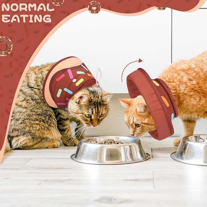 EXPAWLORER Cat Recovery Cone Collar- Soft Adjustable Pet Collar for After Surgery, Waterproof Elizabethan Protective Collar, Stop Licking Donut for Small Medium Kittens-PurrikoPets
