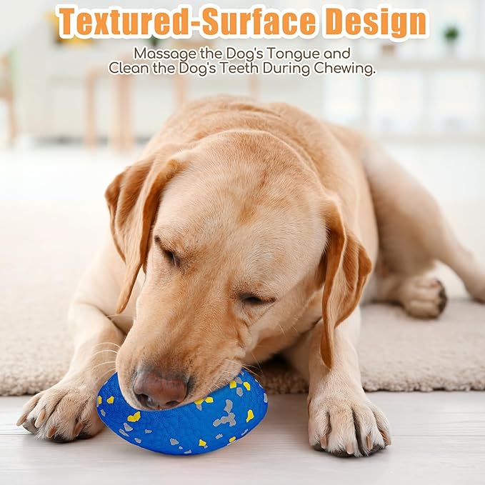 2Pcs Upgrade Bone Dog Balls+Rugby Dogs Toys for Aggressive Chewers, Indestructible Tennis Balls for Dogs (Blue+Yellow)-PurrikoPets