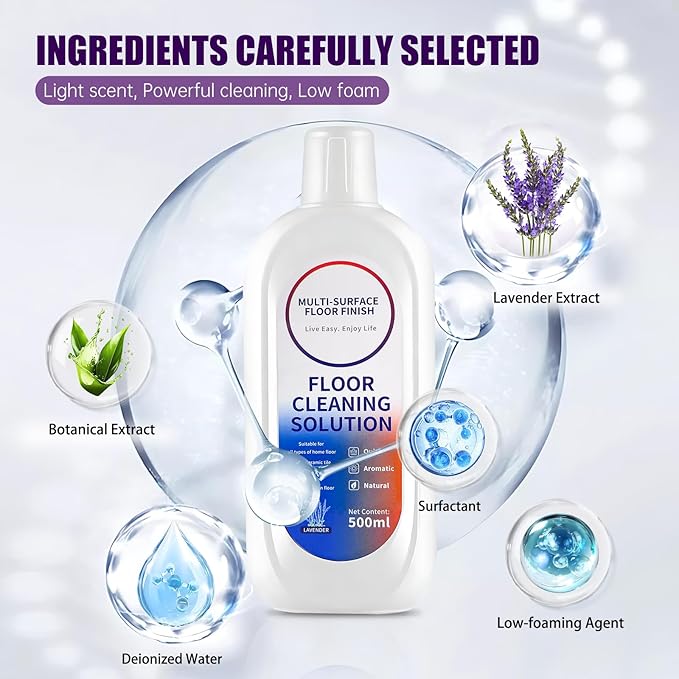 Floor Cleaning Solution Compatible with Tineco iFLOOR Series, All Robot Vacuums & Wireless Wet-Dry Mops, 4 Bottle Floor Cleaner Refill, Lavender Scent-PurrikoPets