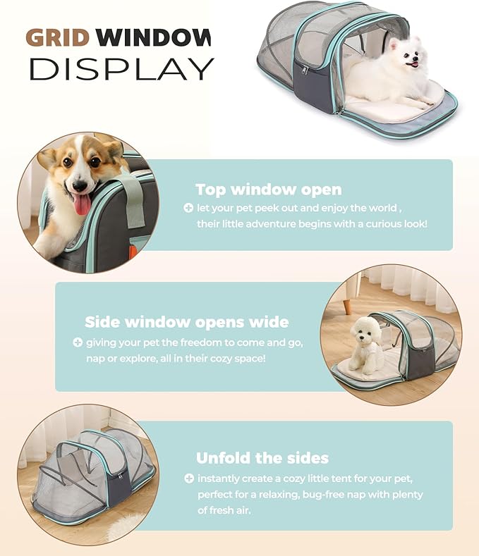 Expandable Pet Carrier Backpack, Cat Carrier Backpacks with Breathable Mesh for Cats Small Dogs Puppies Up to 25 Lbs Airline Approved Waterproof Travel Carrier with Safety Buckle for Hiking & Flights-PurrikoPets