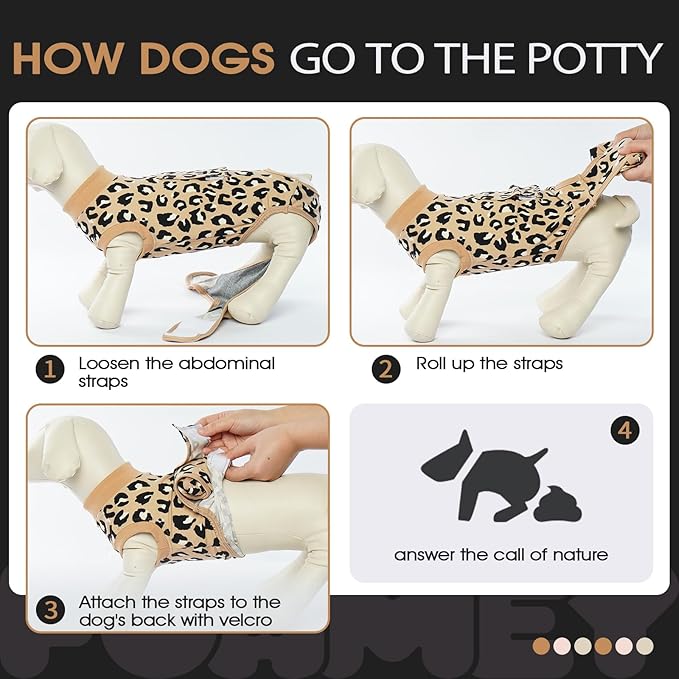 FUAMEY Recovery Suit for Dogs After Surgery,Soft Breathable Dog Bodysuit E-Collar & Cone Alternative Surgical Suit,Male Female Dog Neuter Spay Suits Anti Licking Wounds Onesie Brown Leopard XS-PurrikoPets