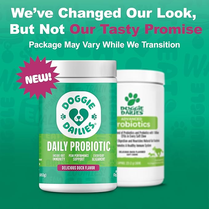 Doggie Dailies Probiotics for Dogs, Advanced Probiotics with Prebiotics, Promotes Digestive Health, Supports Immune System & Overall Health, Duck Flavor, 225 Chews-PurrikoPets