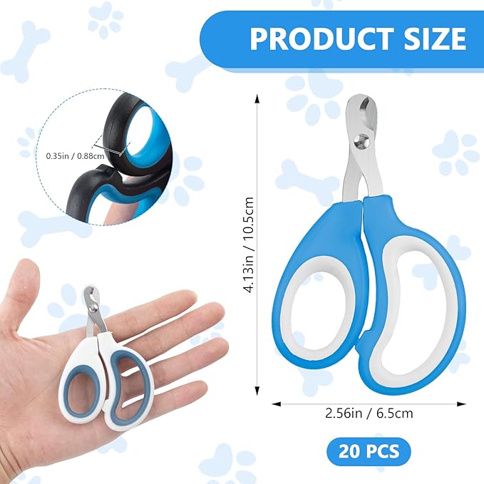 20 Pcs Cat Nail Clipper Bulk Kitten Claw Trimmer Pet Nail Cutter Claw Care for Cats, Kittens, Bunny, Puppy, Rabbit, Gatos, and More-PurrikoPets