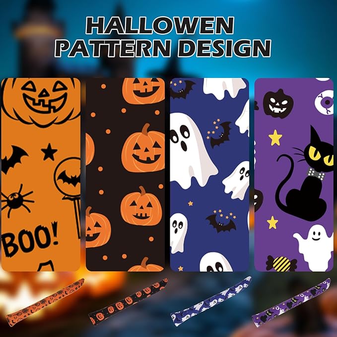 EXPAWLORER Halloween Cat Toys, 4 pcs Soft Pillow Catnip Toys with Bells Inside, Interactive Bite Resistant Fish Shape Kicker Toys for Indoor Kitten Playing-PurrikoPets