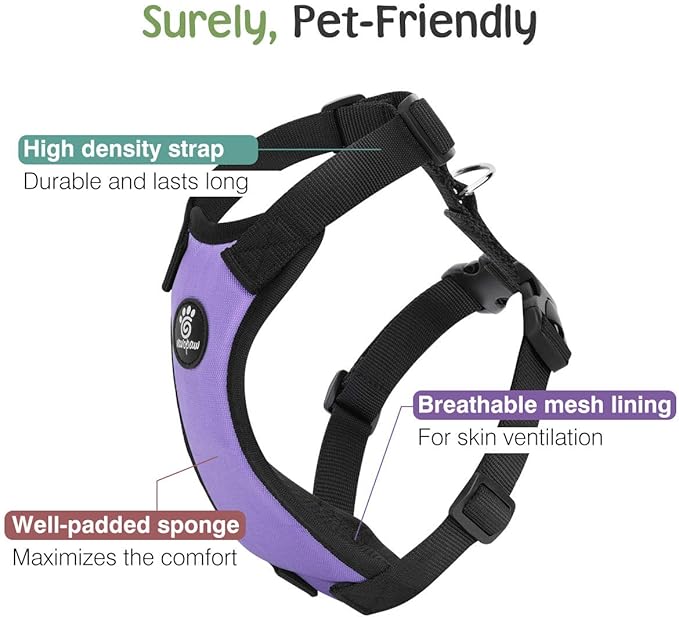 Dog Seat Belt, Safety Vest Dog Car Harness with Adjustable Buckle Dog Seat Belt for Vehicle Nylon Pet Safety Seat Belts Heavy Duty(XL, Purple)-PurrikoPets